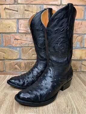 Don Cucos Boots Full Quill Black Ostrich Boots